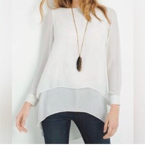 White House Black Market White Layered high-low blouse 6